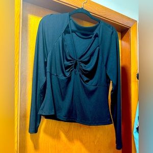 Black cutout ribbed long sleeve